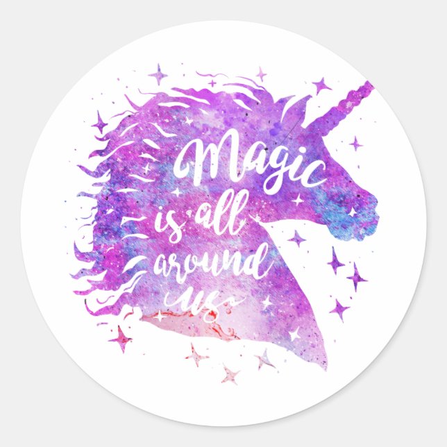 Magic is all around us - Choose background colour Classic Round Sticker (Front)