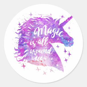 Magic is all around us - Choose background colour Classic Round Sticker