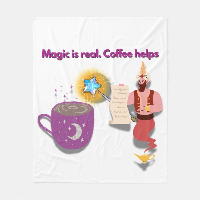 Magic Is Real, Coffee Helps – Cosy Wizard Blanket (Front)