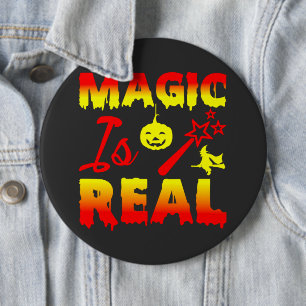 Magic Is Real Halloween Pumpkin Witch Spell Wand 6 Cm Round Badge