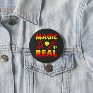 Magic Is Real Halloween Pumpkin Witch Spell Wand B 7.5 Cm Round Badge