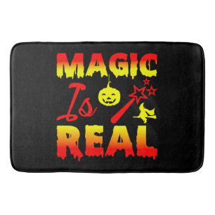 Magic Is Real Halloween Pumpkin Witch Spell Wand Bath Mat