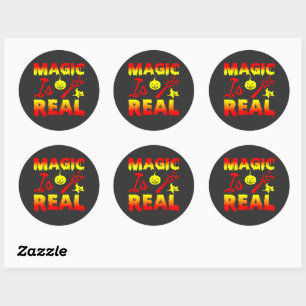 Magic Is Real Halloween Pumpkin Witch Spell Wand Classic Round Sticker