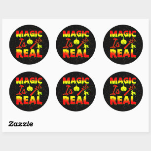 Magic Is Real Halloween Pumpkin Witch Spell Wand Classic Round Sticker