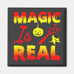 Magic Is Real Halloween Pumpkin Witch Spell Wand Magnet