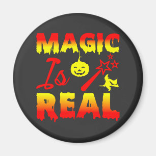 Magic Is Real Halloween Pumpkin Witch Spell Wand Magnet