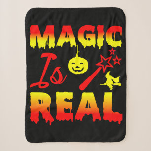 Magic Is Real Halloween Pumpkin Witch Spell Wand Sherpa Blanket