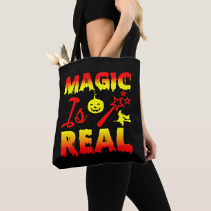 Magic Is Real Halloween Pumpkin Witch Spell Wand  Tote Bag