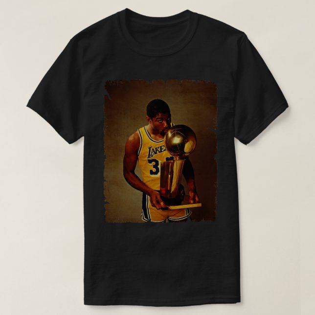 Magic Johnson Vintage Design Of Basketball T-Shirt (Design Front)