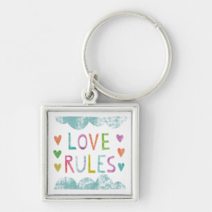 Magic Love Rules with Hearts Key Ring