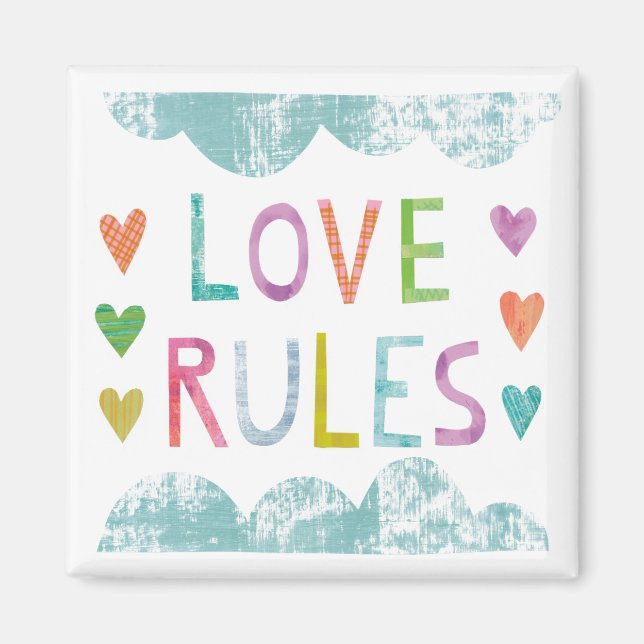 Magic Love Rules with Hearts Magnet (Front)