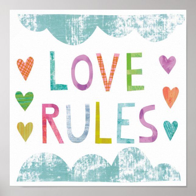 Magic Love Rules with Hearts Poster (Front)