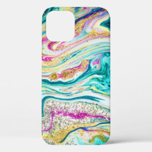 Magic Marbling: Metallic Paint Design. iPhone 12 Case