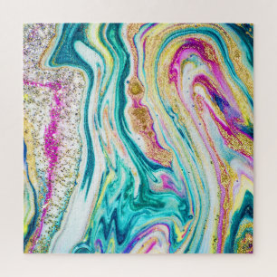 Magic Marbling: Metallic Paint Design. Jigsaw Puzzle