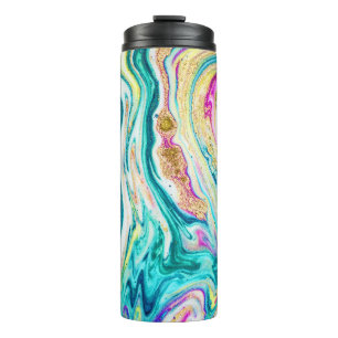 Magic Marbling: Metallic Paint Design. Thermal Tumbler