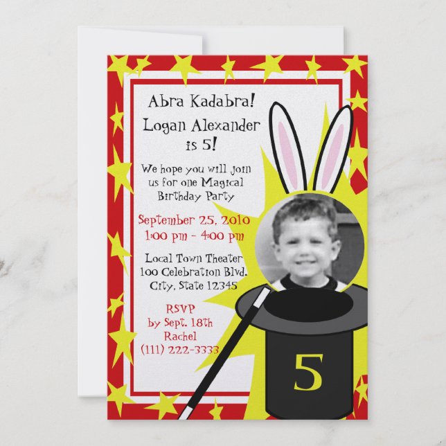 Magic Me Birthday Invitation (Front)