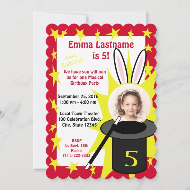 Magic Me Birthday Red Invitation (Front)