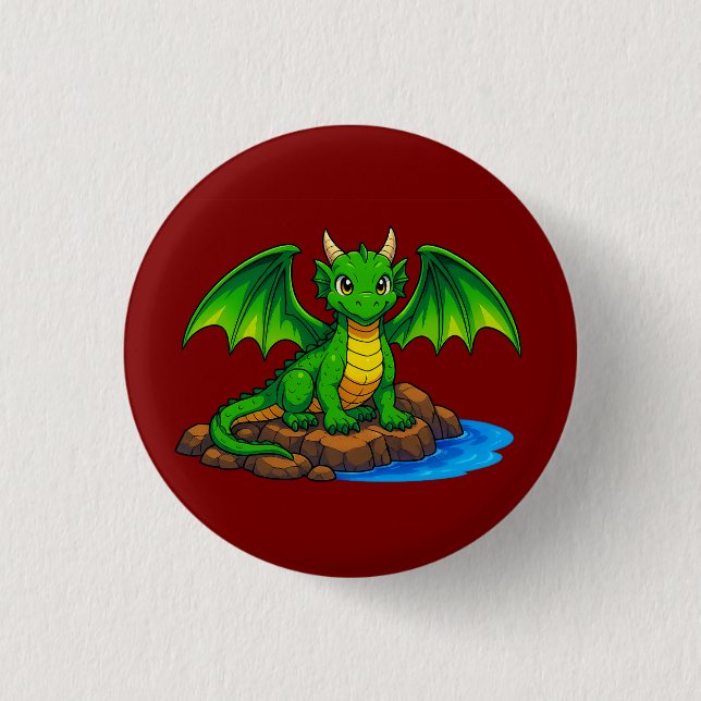 Magic mediaeval dragon 3 cm round badge (Front)