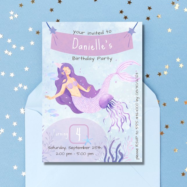Magic Mermaid Birthday Party Invitation (Creator Uploaded)