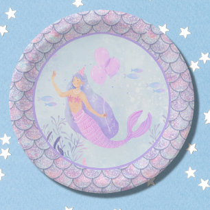 Magic Mermaid Scales Birthday Party  Paper Plate