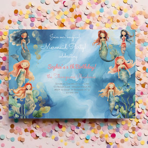 Magic mermaids birthday invitation