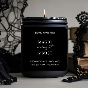 Magic Midnight & Mist Candle Label   Custom Black 