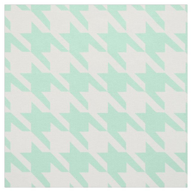 Magic Mint and White Houndstooth Pattetrn Fabric (Swatch)