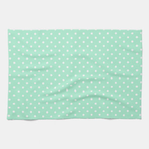 Magic Mint and White Polka Dot Pattern Tea Towel