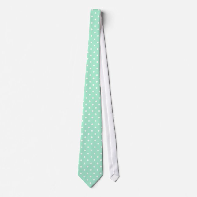 Magic Mint and White Polka Dot Pattern Tie (Front)