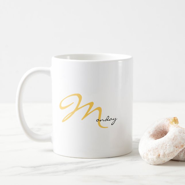 Magic Monday Motivation New Start Typography Coffee Mug (With Donut)