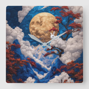 Magic Moon & White Rabbit Wall Clock