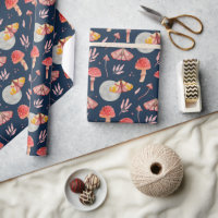Magic moth and mushroom pattern. Woodland night