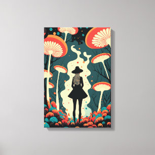 Magic Mushroom Forest Canvas Print Trippy Art