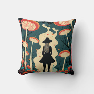 Magic Mushroom Forest Pillow   Trippy Art