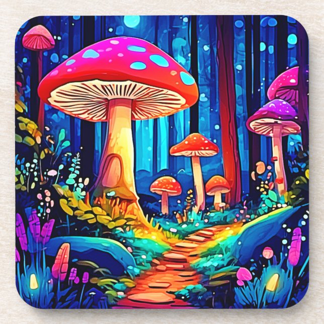 Magic Mushroom Path Design Coaster (Front)