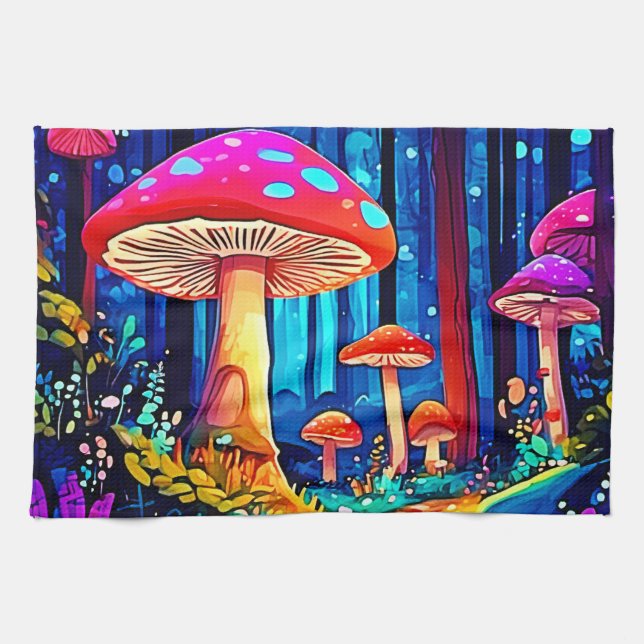 Magic Mushroom Path Design Tea Towel (Horizontal)