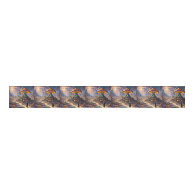 Magic Mushroom Planet  Grosgrain Ribbon (Front)