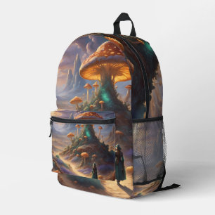 Magic Mushroom Planet  Printed Backpack