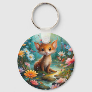 Magic mushrooms butterflies key ring