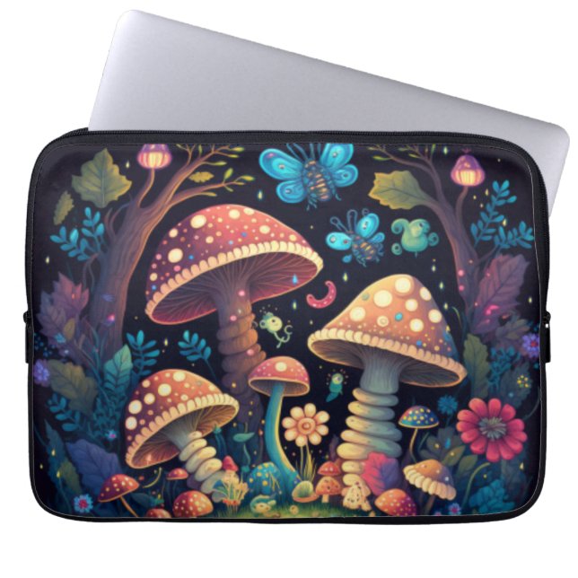 Magic mushrooms butterflies      laptop sleeve (Front)