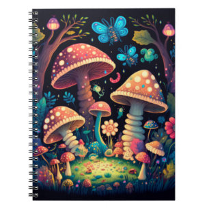 Magic mushrooms butterflies notebook