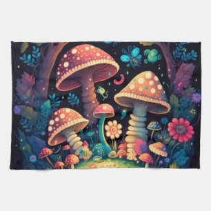 Magic mushrooms butterflies      tea towel