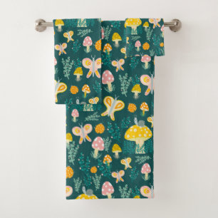 Magic Mushrooms Cute Butterflies Snails Ladybugs Bath Towel Set