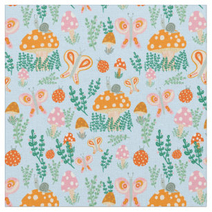 Magic Mushrooms Cute Butterflies Snails Ladybugs Fabric