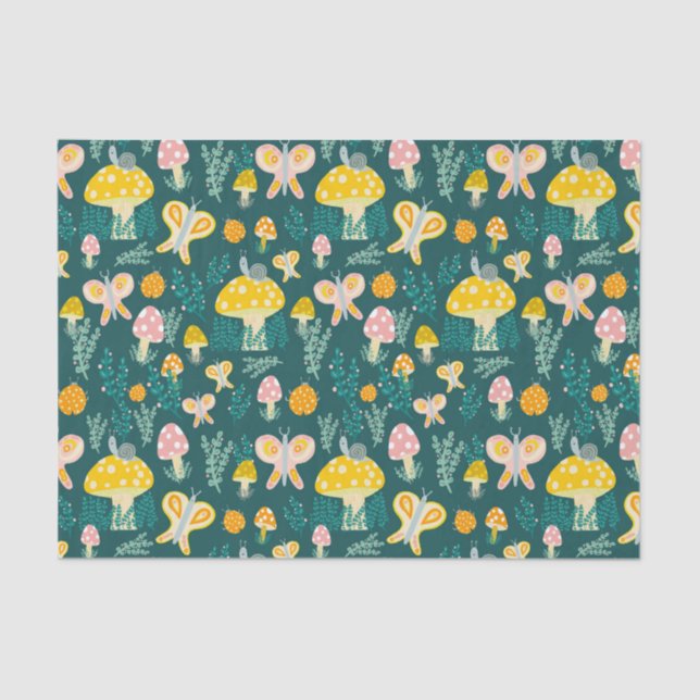 Magic Mushrooms Cute Butterflies Snails Ladybugs Tissue Paper (Front)