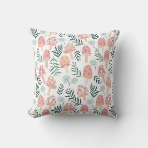 Magic Mushrooms Forest Pattern Cushion