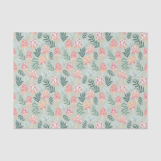 Magic Mushrooms Forest Pattern Tissue Paper (Front)
