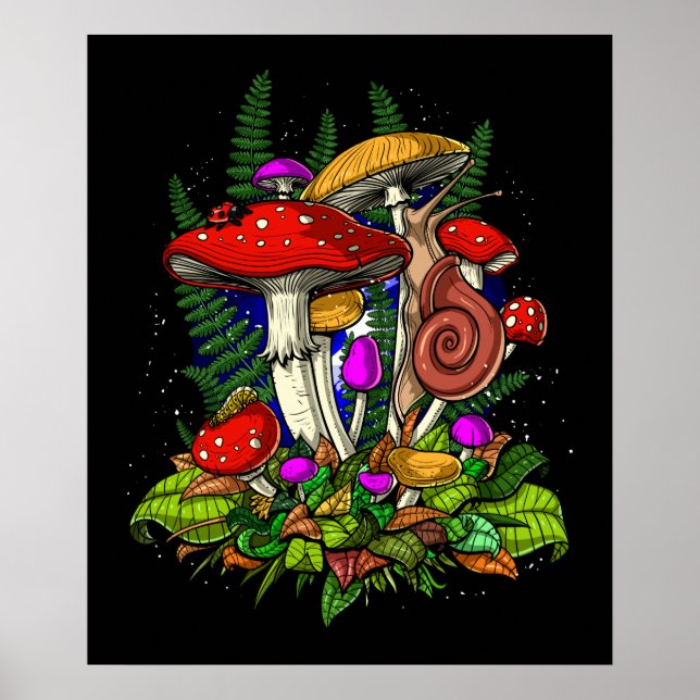 Magic Mushrooms Fungi Poster (Front)