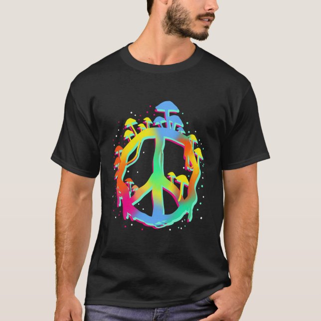 Magic Mushrooms Peace Sign T-Shirt (Front)