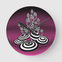 Magic Mushrooms pink optical design Wall Clock.